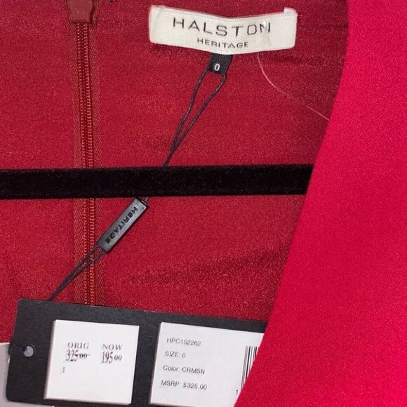 HALSTON Heritage  V-neck Flounce Sleeve Crepe Dress Size 0 - Picture 11 of 17